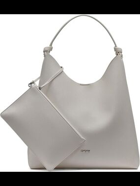 DKNY Pebbled Leather Shoulder Paula Hobo in Marshmallow Brand New